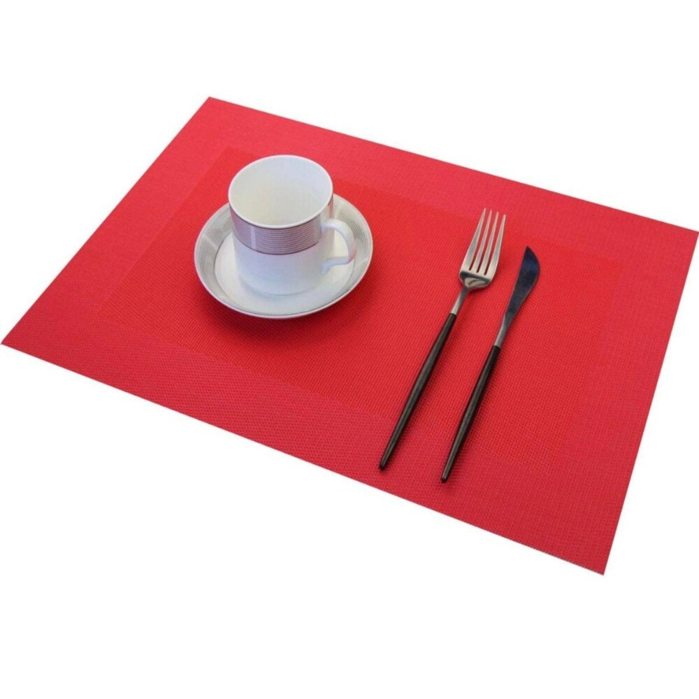 7 Piece Red Table Placemats & Runner NEW